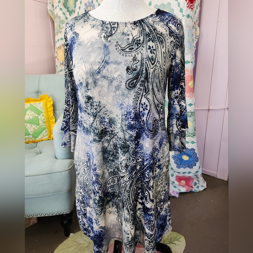Elegant Long Sleeve Paisley Dress